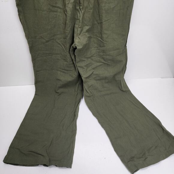 Army / Olive Green Elastic Drawstring Pull-On Straight Leg Pants Women's Size M - Picture 3 of 5